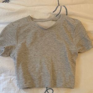 ALO Gray Ribbed Crop Top